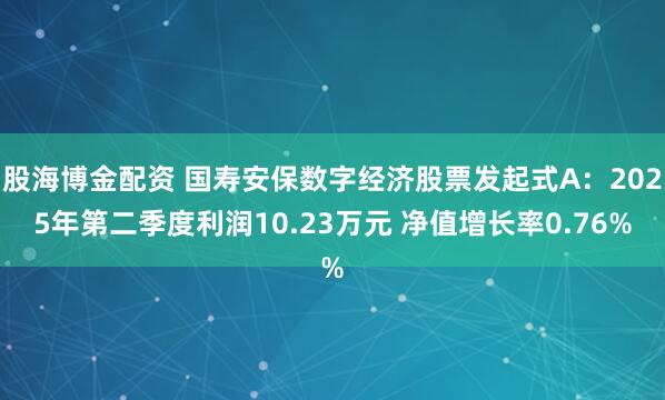 股海博金配资 国寿安保数字经济股票发起式A：2025年第二季度利润10.23万元 净值增长率0.76%