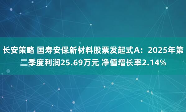 长安策略 国寿安保新材料股票发起式A：2025年第二季度利润25.69万元 净值增长率2.14%