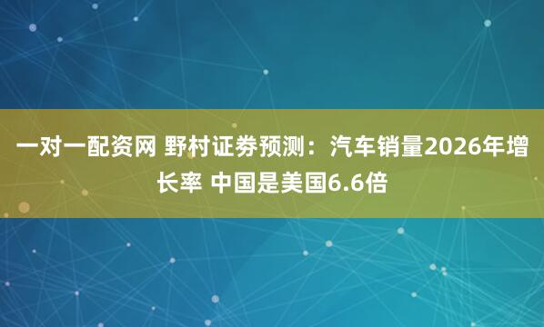 一对一配资网 野村证劵预测：汽车销量2026年增长率 中国是美国6.6倍